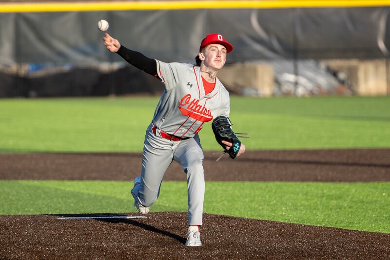 Colin Fowler of Ottawa pitches on Monday, March 17, 2025 at Seneca High School in Seneca.