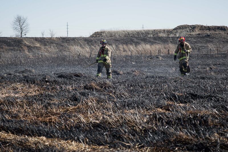 Four acres burned and a house was damaged following a brush fire in Lake in the Hills Monday, March 9, 2026.