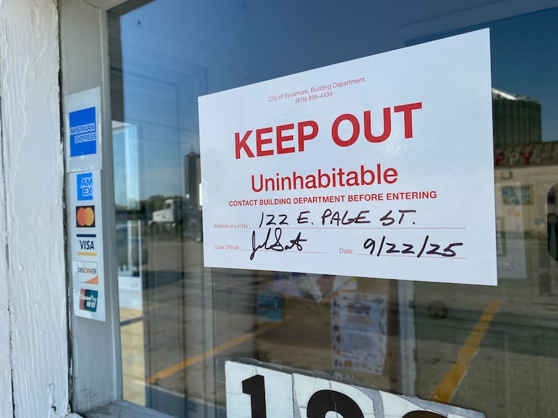 Nina's Tacos was closed on Sept. 22, 2025, after a fire left the central Sycamore business's location uninhabitable, according to a sign posted by the city.