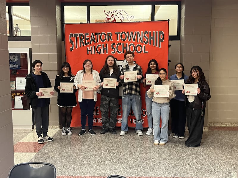 Streator Township High School's February students of the month are Paul Preston, Keon Herring, Fernanda Flores, Garvi Patel and Ashley Moreno, Lillian Wonders, Brennen Stillwell, Julie Chaudhari, Catherine Nunez and Jordan Burkett. The students were recognized for academic achievement across 10 school departments.