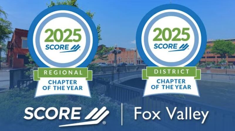 The Fox Valley chapter of the business mentoring organization SCORE has received the SCORE Central Region and Illinois District 2025 Chapter of the Year Award for outstanding performance serving businesses in Illinois.