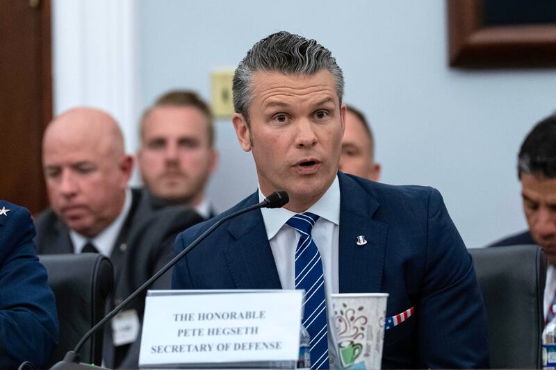 Department of Defense Secretary Pete Hegseth testifies before the House Committee on Appropriations subcommittee oversight hearing on the Department of Defense, on Capitol Hill in Washington, Tuesday, June 10, 2025. (AP Photo/Jose Luis Magana)