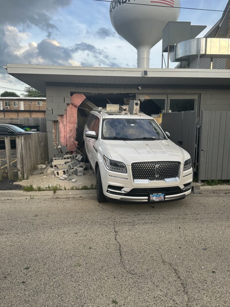 Jamie Spratt is accused of being drunk when she backed out of a parking space at the Wauconda Moose Lodge,  hit two other vehicles and crashed into the building.