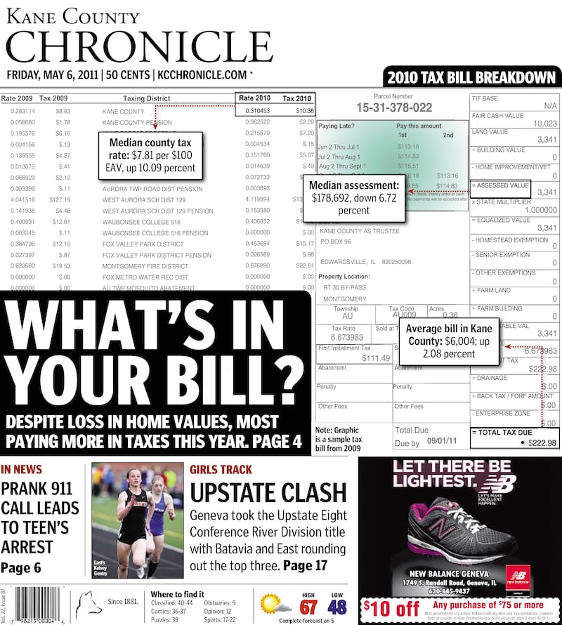 The cover of the Kane County Chronicle for May 6, 2011