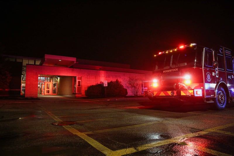 A light fixture caught fire at the Creekside Middle School teachers lounge Wednesday, April 9, 2025.