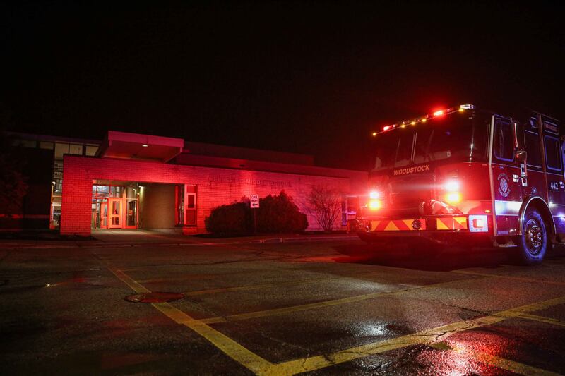 A light fixture caught fire at the Creekside Middle School teachers lounge Wednesday, April 9, 2025.