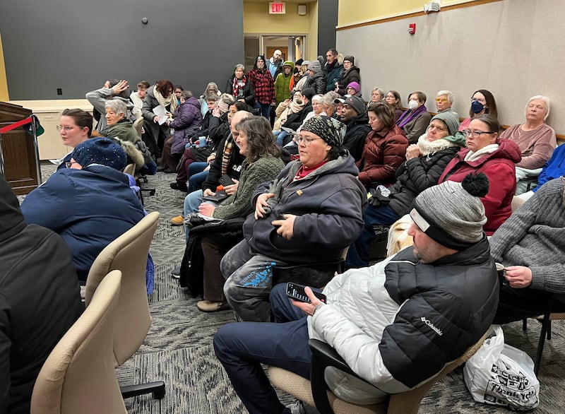 A large group attended the Law and Justice Committee of the DeKalb County Board meeting Monday, Jan. 26, 2026, at the DeKalb County Legislative Center in Sycamore.