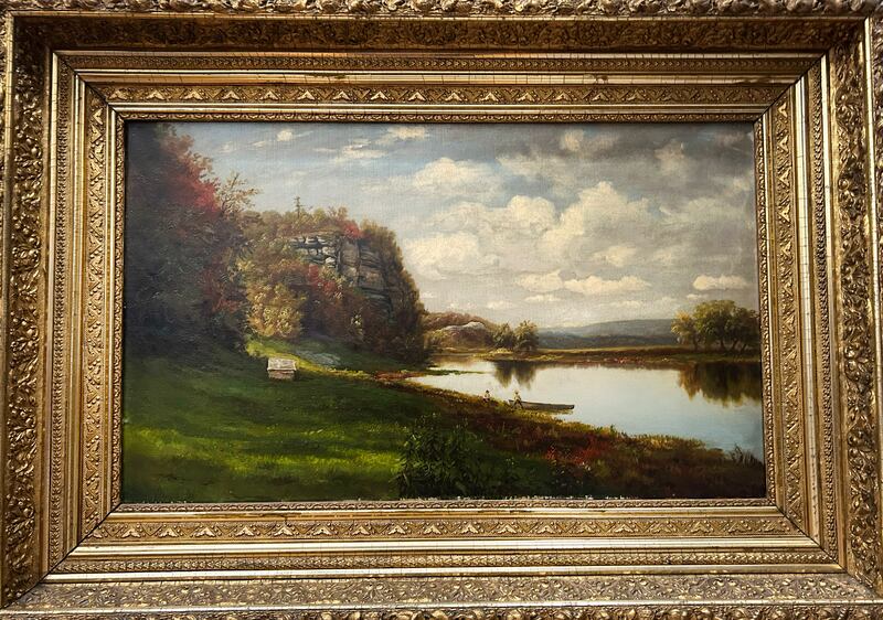 Henry Howard Bagg's Castle Rock Bluff (1888) is one of three paintings donated to the Oregon library that are representative of Bagg’s early work.