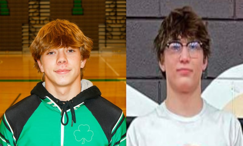 Seneca's Raiden Terry and Sandwich's Cooper Corder mugs together