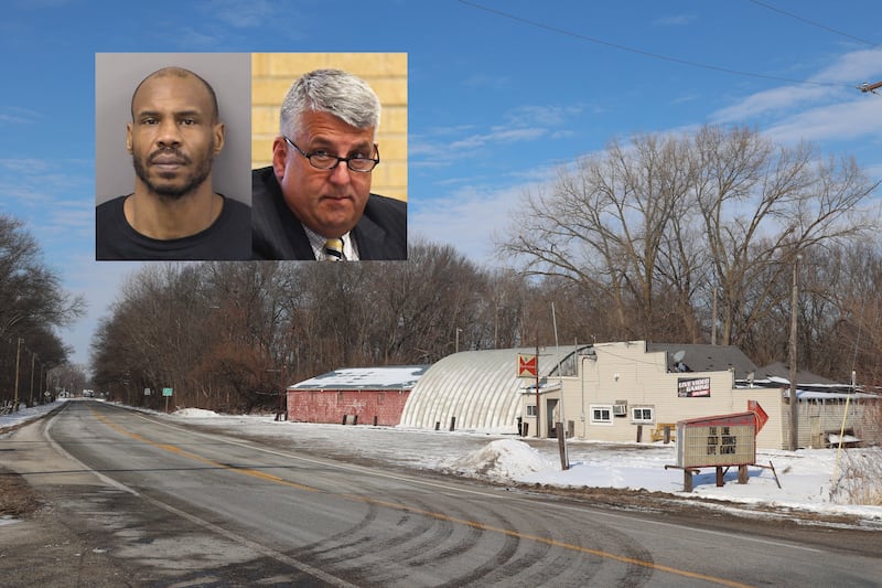 Defendant Julius Burkes, at left, has requested a change in attorney from Assistant Public Defender Jamie Boyd ahead of Burkes' murder trial for the death of Momence business owner Courtney Drysdale on Feb. 2 at The Line, a bar at the Illinois/Indiana state line along Illinois Route 114 in Momence.
