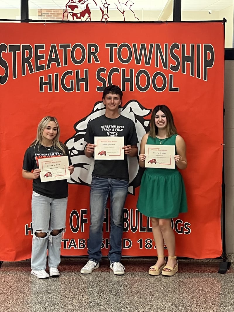 Streator Township High School's May Students of the Month, from left, are Addison Yacko, Trenton Studnicki and Lily Michael.