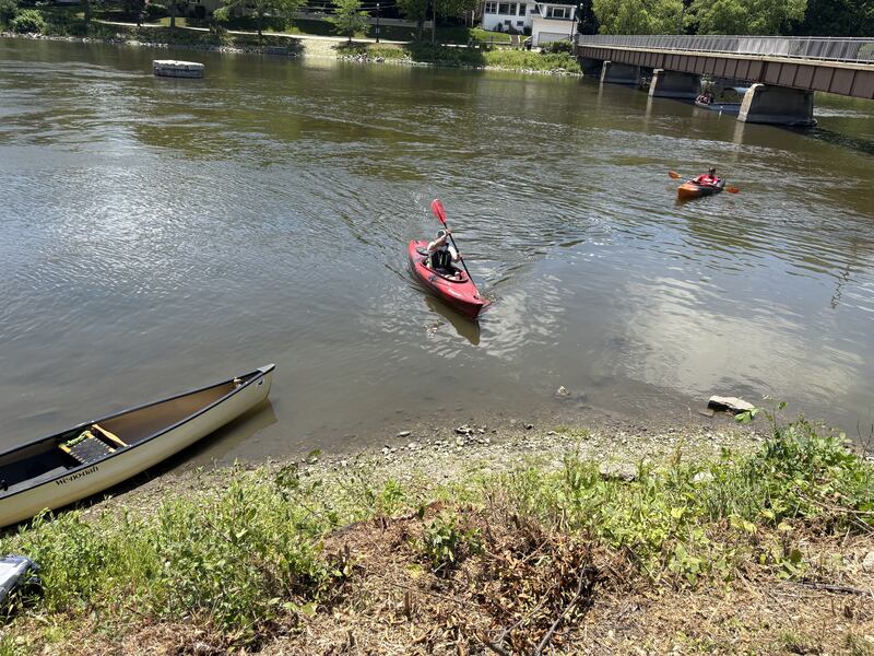 The last paddlers finish the "El Cardunal" paddle in East Dundee June 22, 2025.