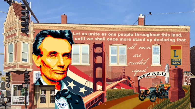 The city of DeKalb recently began to work on a new mural celebrating the city’s place along Lincoln Highway.