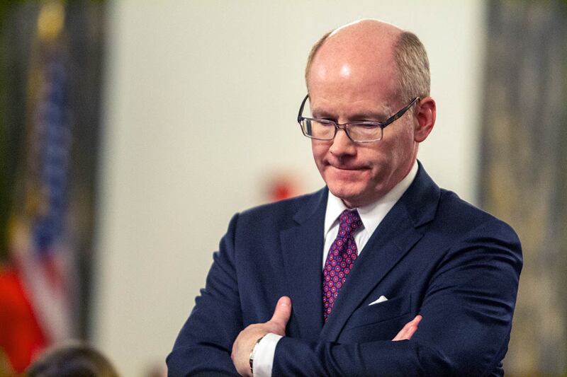 Senate President Don Harmon, D-Oak Park, is pictured on the Senate floor.