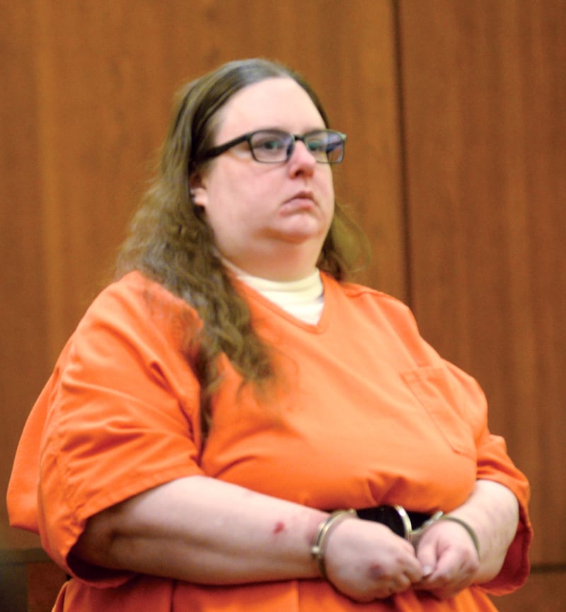 Sarah Safranek enters an Ogle County courtroom for a motion hearing on Wednesday, Oct. 8, 2025.