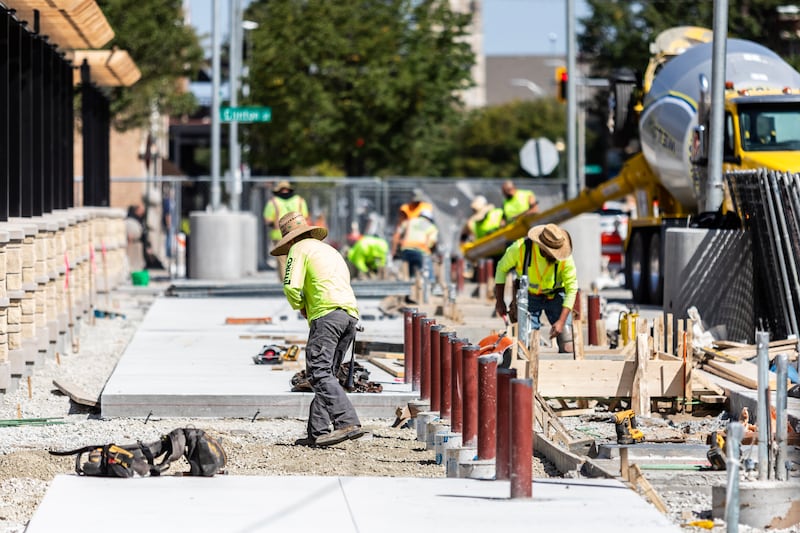 Construction continues on the city square project in Downtown Joliet on Sept. 4, 2025.