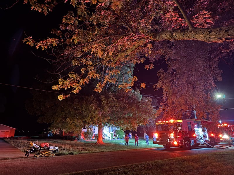 Fire crews work to extinguish a house fire Sunday, June 1, 2025, on the 700 block of Fuller Avenue in Streator.