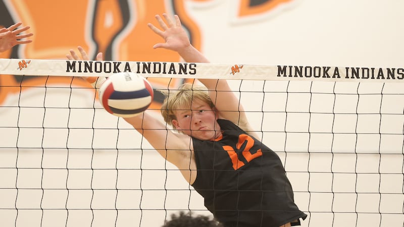 Jack Hopman helps Minooka boys volleyball get the jump on Joliet Central in Southwest Prairie Conference sweep