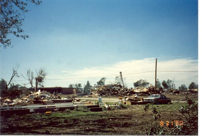 Pictured is the view near Al Litwiller's former home at 121 S. Frederick Ave. in Plainfield shortly after the 1990 Will County tornado. The house was located directly behind the former St. Mary Immaculate Catholic Church building.