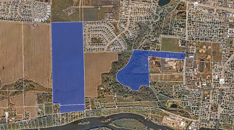 The Yorkville School District 115 is requesting the city to annex and rezone a 106 acre property (left) and to rezone a 45 acre property adjacent to their high school campus (right).