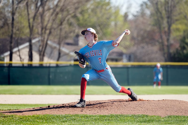 Hall’s Izzaq Zrust fires a pitch against Newman Monday, April 15, 2024 at Newman High School.