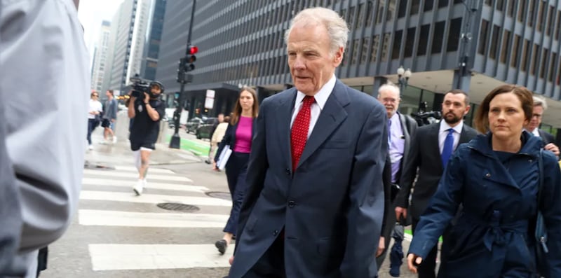 Former Democratic House Speaker Michael Madigan departs the Dirksen Federal Courthouse after receiving a 7.5 year prison sentence on corruption charges on June 13, 2025.
