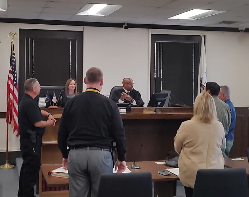 Members of Kankakee County Veterans Treatment Court prepare for a recent session Oct. 9, 2025.