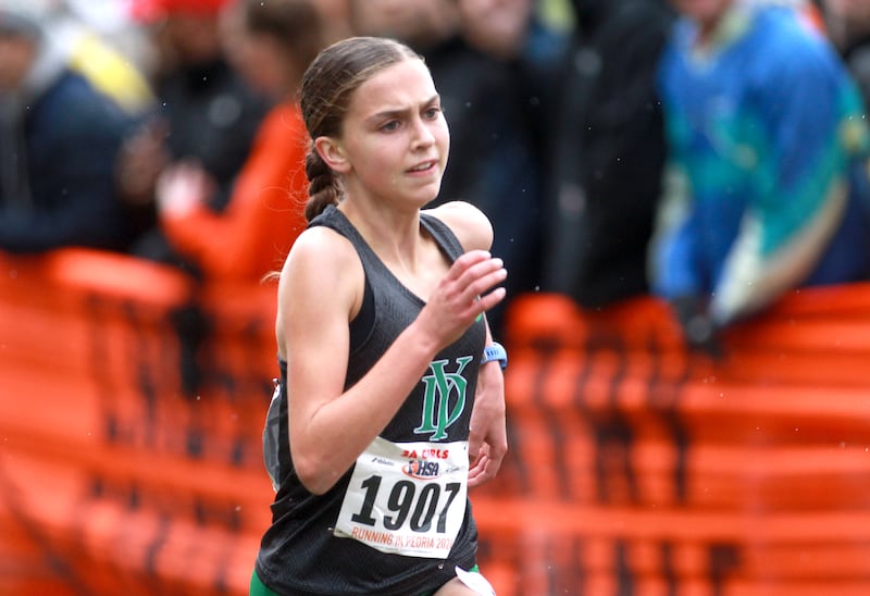 York’s Karlin Janowski competes in the Class 3A State Cross Country Championships on Saturday, Nov. 9, 2024 at Detweiller Park in Peoria.