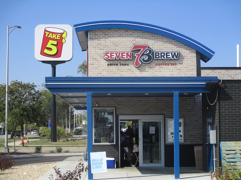 The new 7 Brew in Joliet is located at the corner of Jefferson Street and Barney Avenue. Oct. 4, 2025