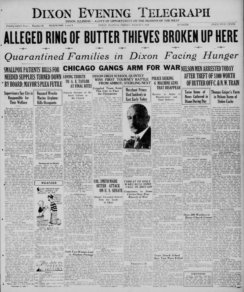 The Dixon Evening Telegraph cover for March 9, 1928