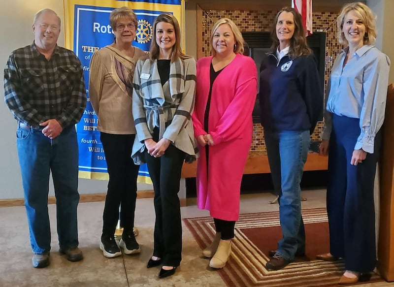 Rotary Club of Princeton grant committee members Michael Stutzke (from left), Joanne Sheldon, Princeton Area Chamber of Commerce board member Dava Klinefelter, Princeton Area Chamber of Commerce member Jenica Cole, Princeton Civil War Committee member Debi Johnson, and grant committee chair Tracy Grimmer