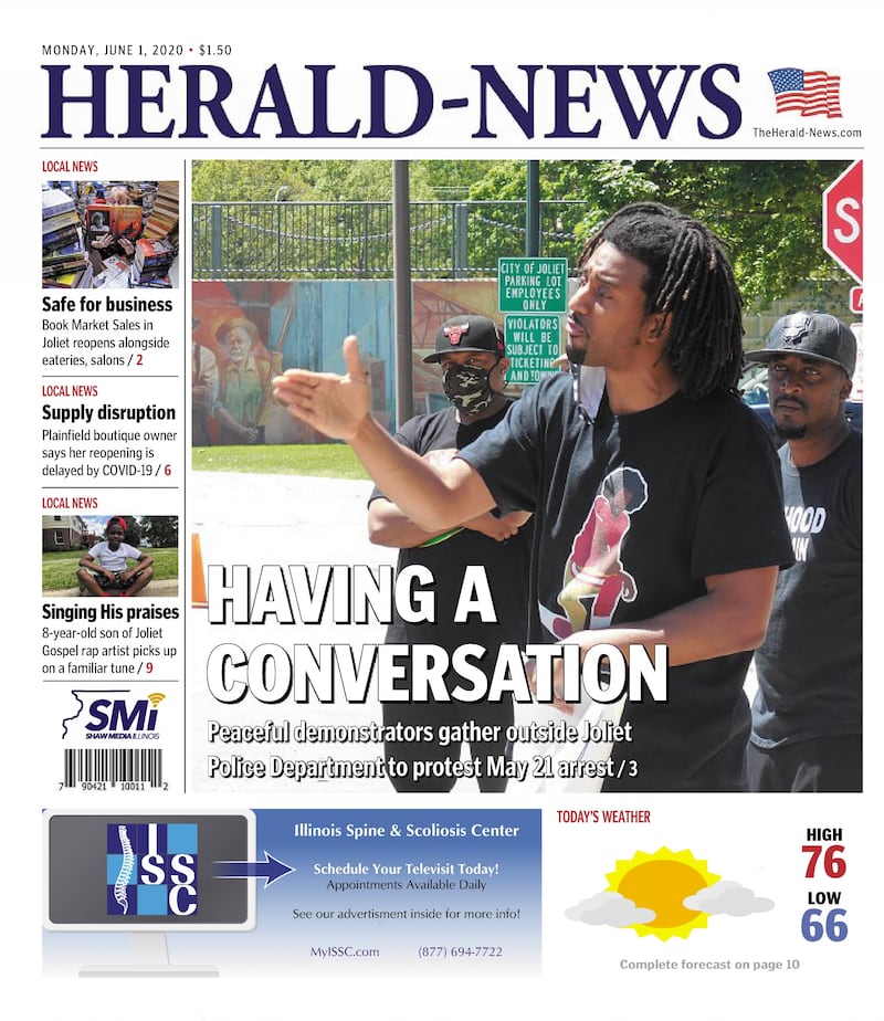 The cover of the Herald-News for June 1, 2020