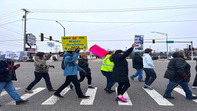 Protesters rally Saturday against Joliet data center