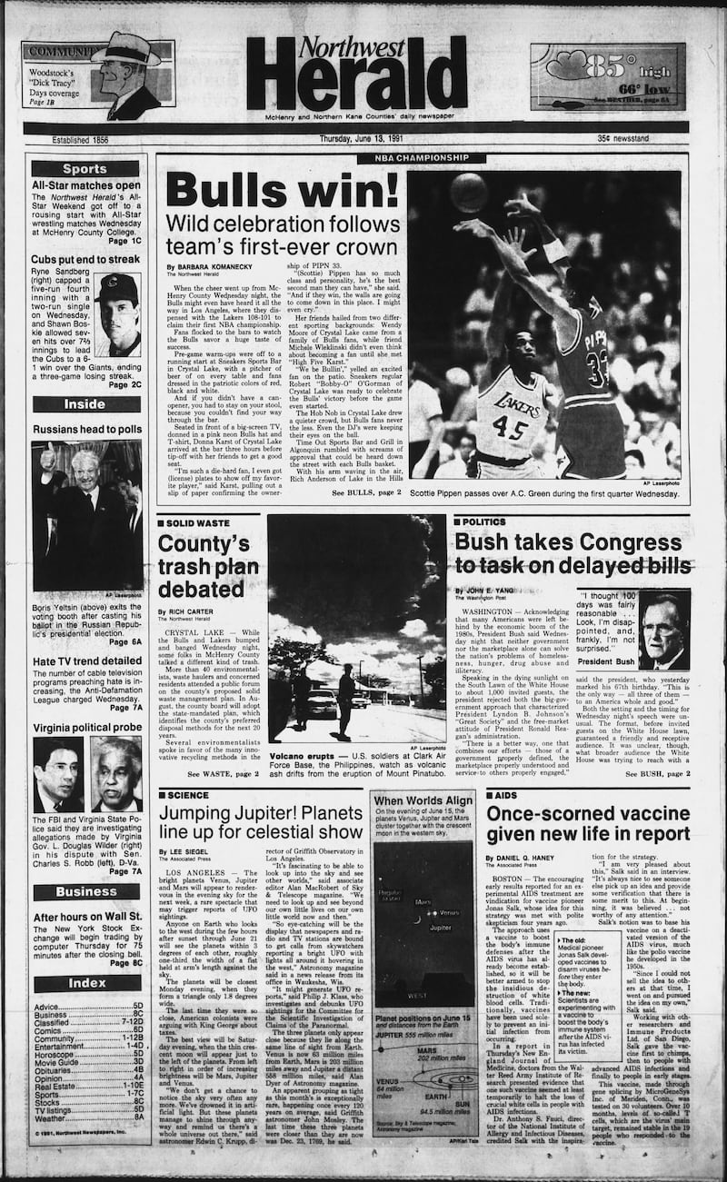 The cover of the Northwest Herald for June 13, 1991