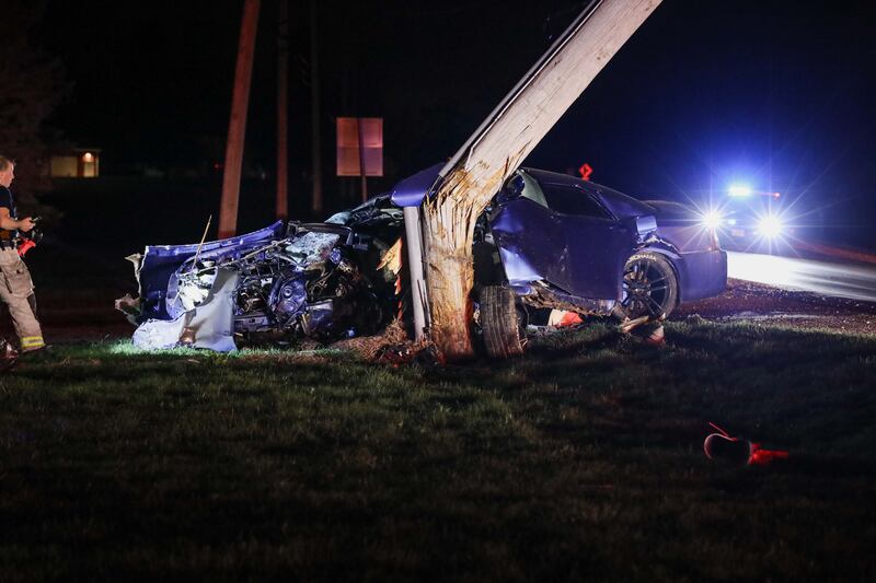 The Harvard Fire Protection District freed a driver trapped in his car after crashing into a utility pole Thursday, April 24 near Harvard.