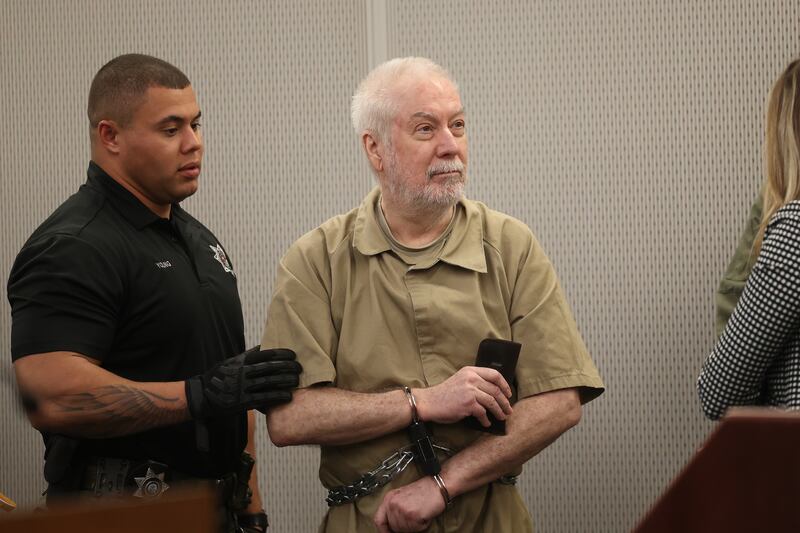 Drew Peterson stands in the courtroom for his hearing at the Will County courthouse on Monday, April 1, 2024 in Joliet.