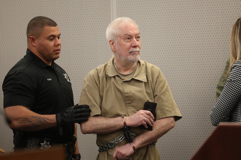 Drew Peterson stands in the courtroom for his hearing at the Will County courthouse on Monday, April 1, 2024 in Joliet.