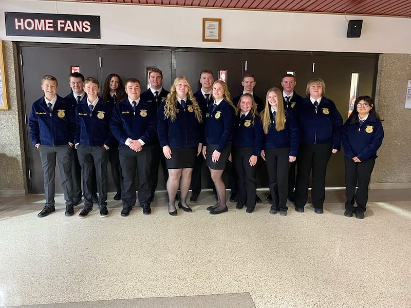 Back row left to right: Dillyn Heslop, Kyla Lamm, Hunter Miller, Cadan Hoffman, Charlie Lindquist and Levi Bocker.
Front row left to right: Brayden Pauls, Weston Diehl, Zak Glick, Emma Lenkaitis, Cylee Kirchner, Adalyn Bocker, Addison Yordy, Zoe Menke and Jacquelyn Hernandez.