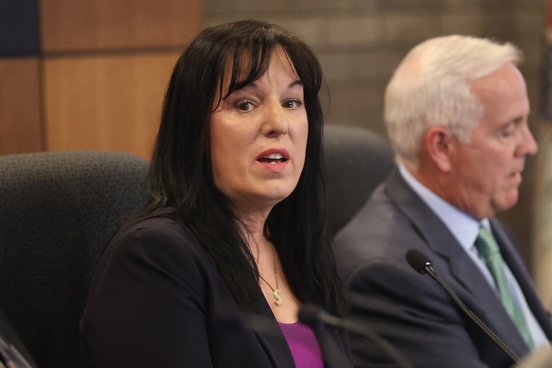 Suzanna Ibarra, District 5 councilwoman, speaks at the proposed cata center at the City of Joliet City Council meeting on Monday, March 16, 2026 in Joliet.