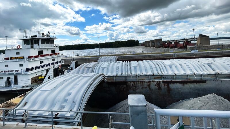 Photos: Barges move up the Mississippi River near Fulton