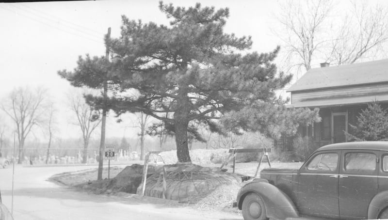 Widening the Fourth Street and Sycamore Road intersection looking northeast toward St. Mary's Cemetery, 1941.