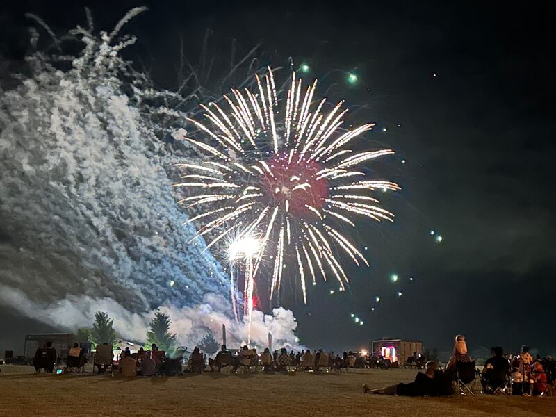 Fireworks light up the sky over Zearing park on the Fourth of July on Thursday, July 4, 2024 in Princeton.