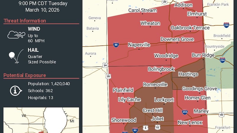 Joliet area under severe thunderstorm warning