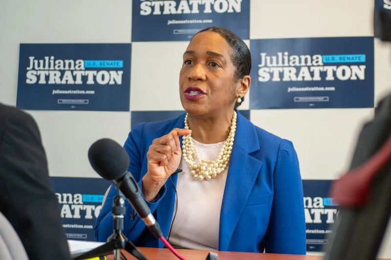 Lt. Gov. Juliana Stratton talks to Capitol News Illinois at a union office building in Springfield on Wednesday about her campaign to replace outgoing Democratic U.S. Sen. Dick Durbin