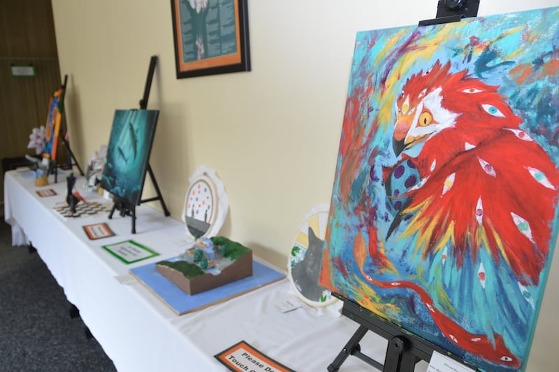 Dozens of high school and college artists displayed their works at the annual Illinois Valley Community College Art Show April 7-18. Ribbons were awarded for best works, and high school seniors and college students could earn scholarships or tuition waivers.