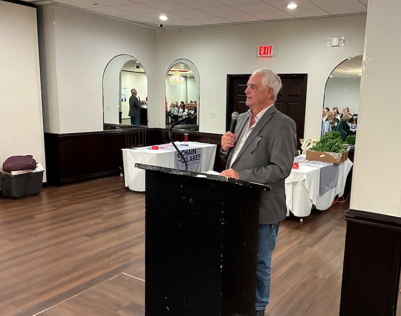 Fox Lake's Donny Schmit was one of five village presidents who updated the Chain O' Lakes Area Chamber of Commerce members on what is happen in there towns on Wednesday, Jan. 14, 2026, at the groups annual luncheon.