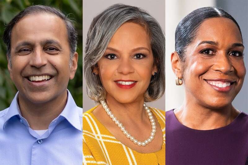 From left: U.S. Rep. Raja Krishnamoorthi of Schaumburg, U.S. Rep Robin Kelly of Lynwood and Lt. Gov. Juliana Stratton.