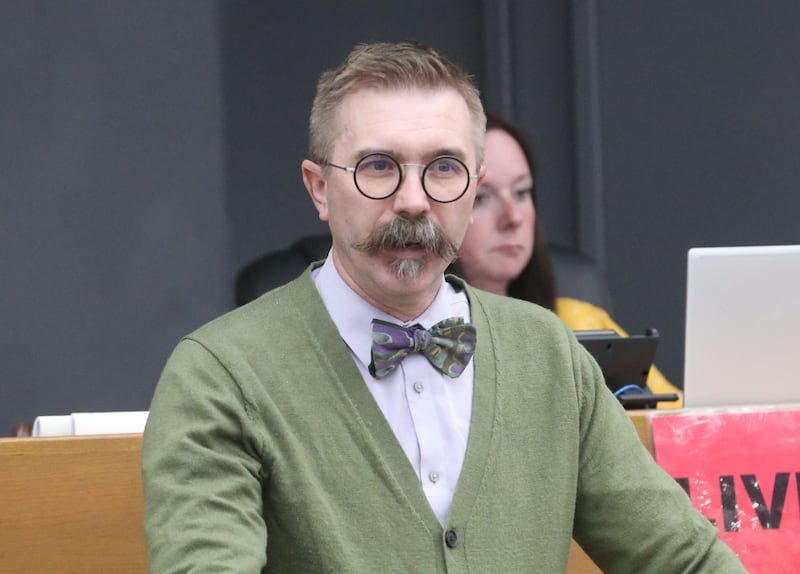 Ottawa Mayor Robb Hasty speaks Monday, June 10, 2024, to the La Salle County Board prior to its vote on a resolution opposing OSF's plans for health care in La Salle County.
