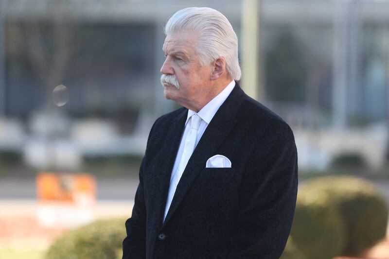 Will County State’s Attorney James Glasgow attends a rally for ZONTA Says No To Violence Against Women outside the old court house on Tuesday in Joliet.