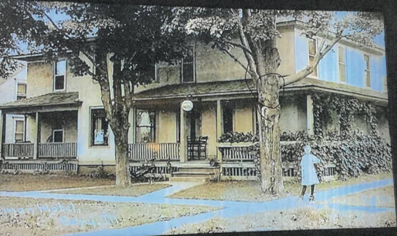A historical photo of the building at 109 Cary St., Cary when it was used as the Freeman Boarding House.